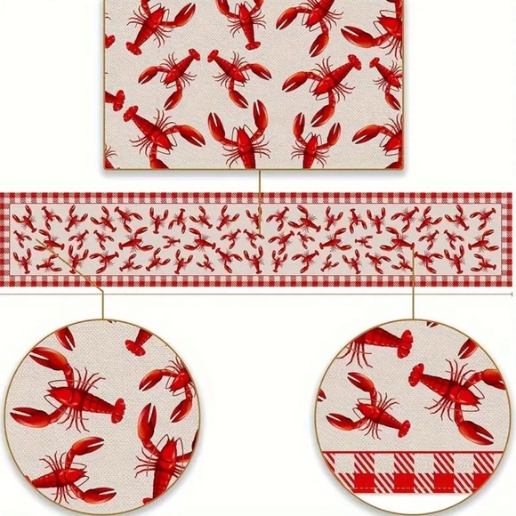 Crawfish Boil Table Runner Lobster Seafood Boil Theme Plaid Dining Home Decor - Picture 6 of 7